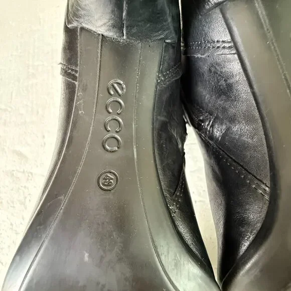 Size 40 / 9 - 9.5 - Ecco Shape Stiletto 75 Sleek Black Leather Booties Studded - Picture 8 of 10